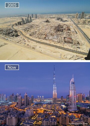 Dubai, EAU, în 2005 și în prezent.jpg